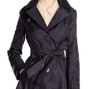 Via Spiga Black Pleated Hooded Trench Coat - NWOT